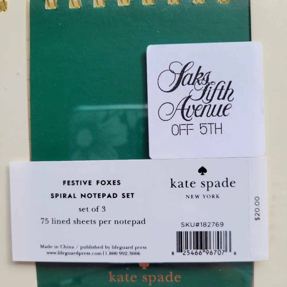 Kate Spade New York Spiral Notepad Set - Festive Foxes